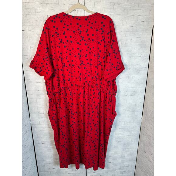 Ulla Popken polkadot Tshirt dress red & blue drawstring waist pockets plus size - Picture 3 of 13